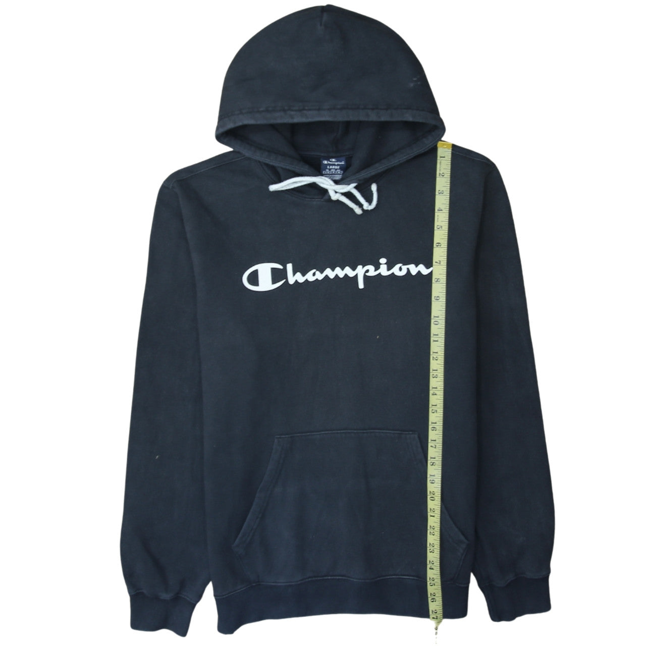Champion Men’s Black Pullover Hoodie Large Fleece Logo Sweatshirt