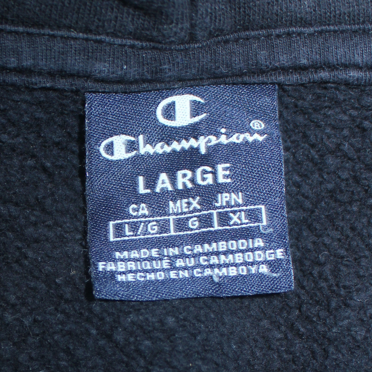 Champion Men’s Black Pullover Hoodie Large Fleece Logo Sweatshirt