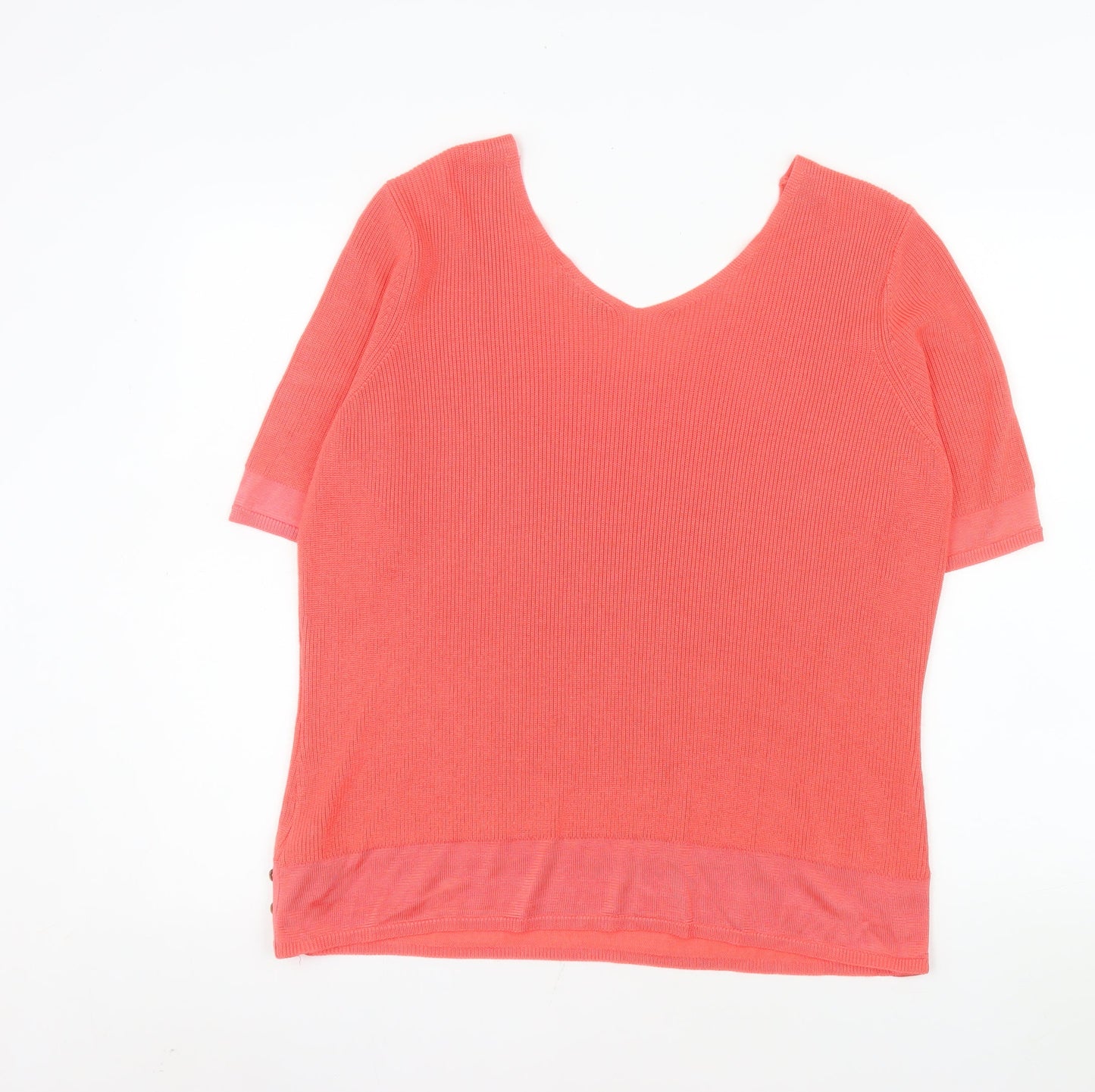 Marks and Spencer Women’s Sunblush Pink Knit V-Neck Short Sleeve Top Size 18