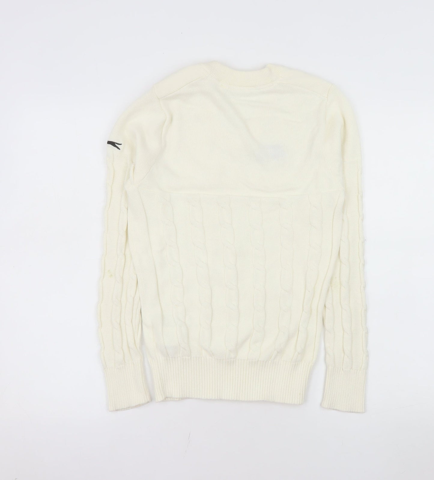 Slazenger Women's Ivory Cable-Knit V-Neck Jumper Size S