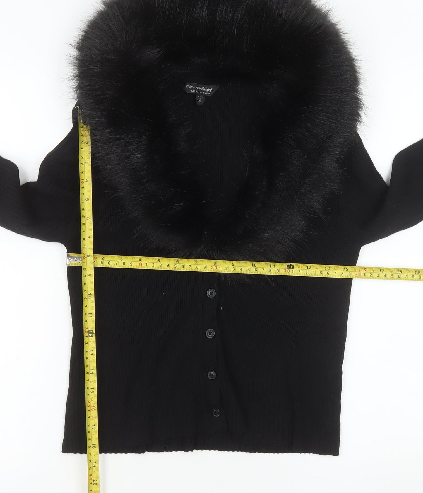 Miss Selfridge Women’s Black Faux Fur Trim Cropped Cardigan UK 14