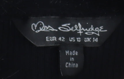 Miss Selfridge Women’s Black Faux Fur Trim Cropped Cardigan UK 14