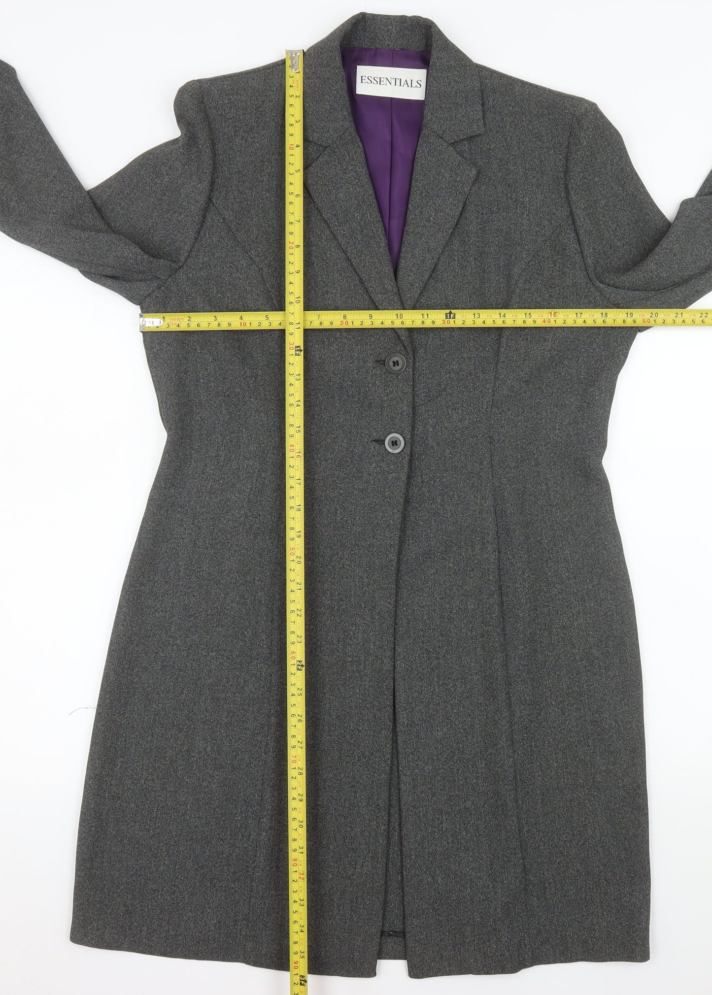 Essentials Women's Grey Size 12 Long Tailored Suit Jacket