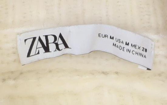 ZARA Women's Ivory Beaded Mock Neck Knit Jumper Size 12
