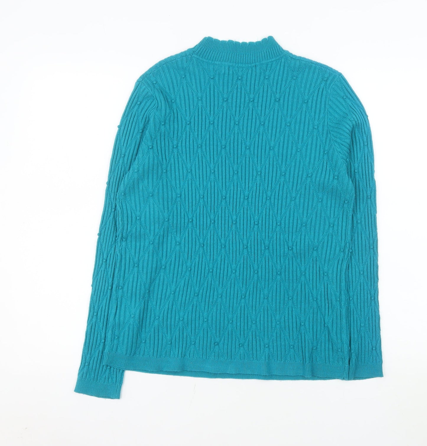 Isle Essentials Women Blue M Cable-Knit Acrylic Pullover Jumper