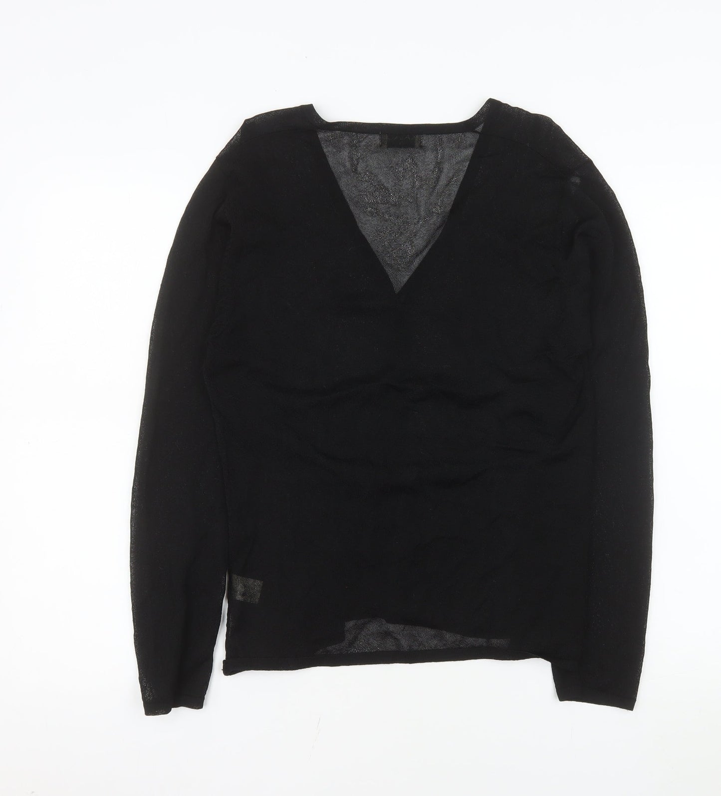 Kaliko Women's Black Long Sleeve V-Neck Button-Up Lightweight Top Size 14