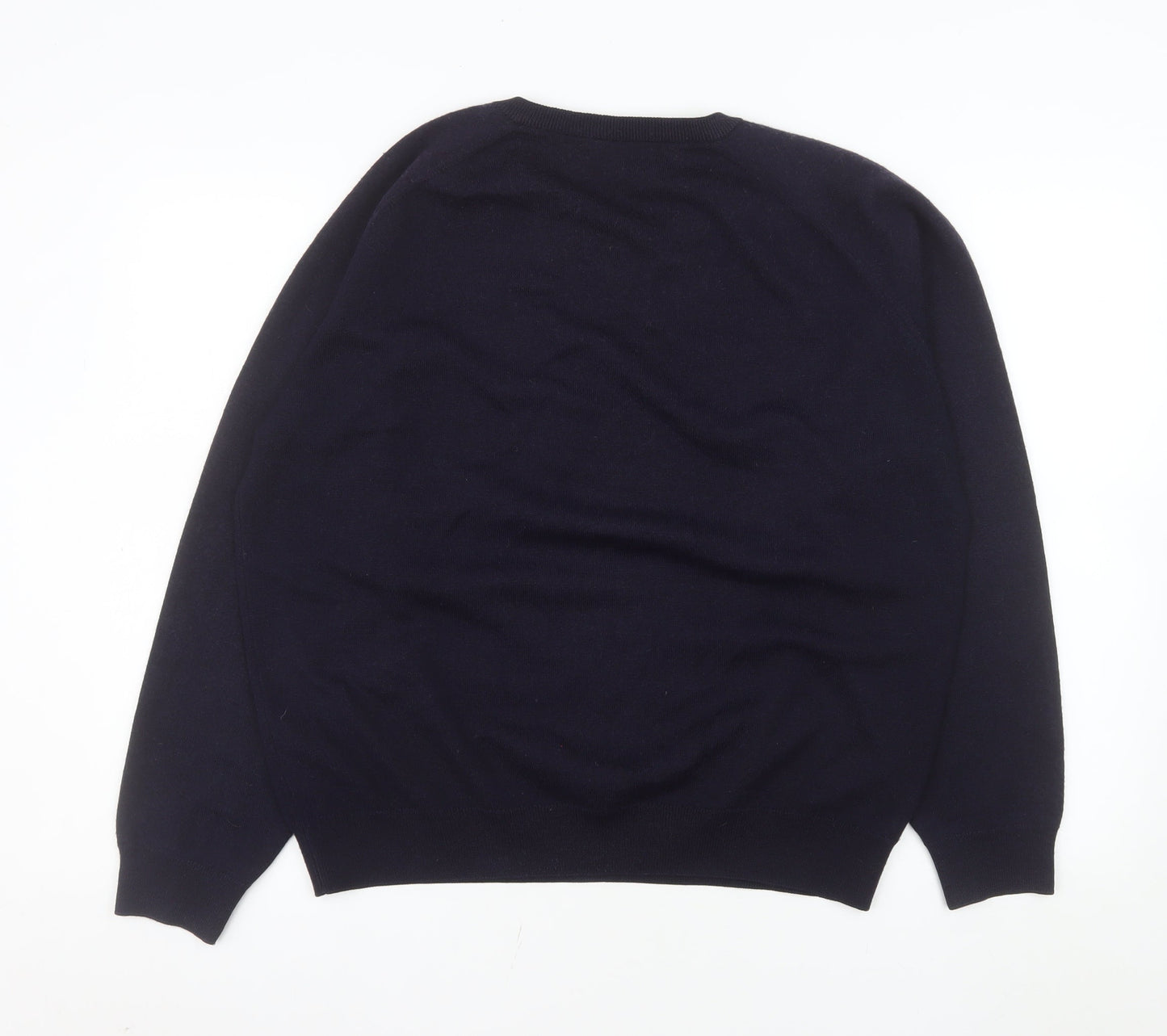 Wolsey Men's Blue Merino Wool Blend V-Neck Jumper L