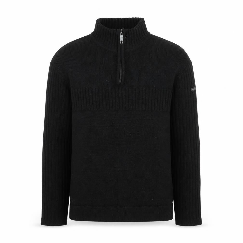 Duck and Cover Men's Black Medium 1/4 Zip Knit Pullover Sweatshirt