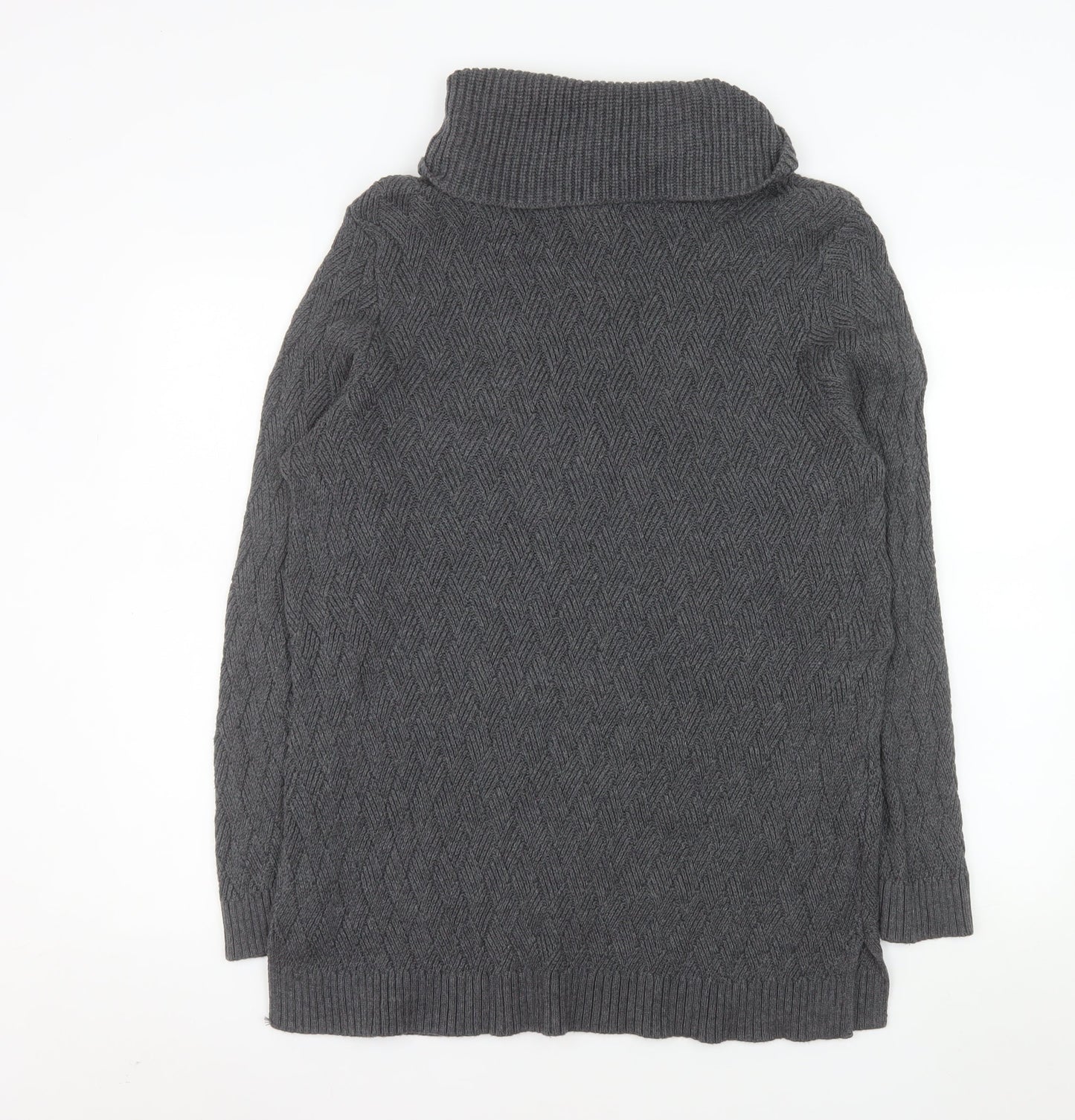 Charter Club Women Grey XL Roll Neck Cable-Knit Tunic Jumper