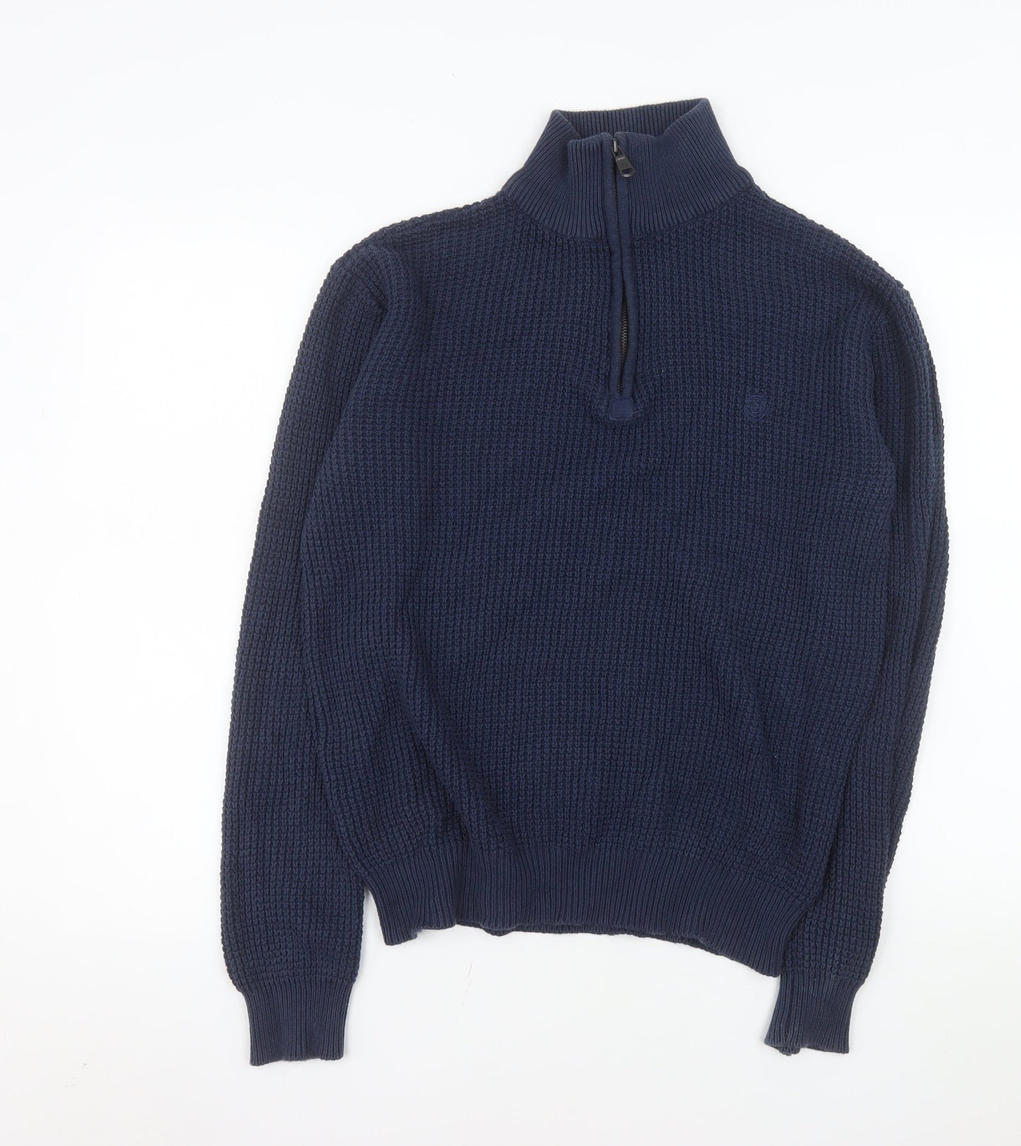 Duck and Cover Men's Blue Cotton 1/2 Zip Knit Sweatshirt Size L