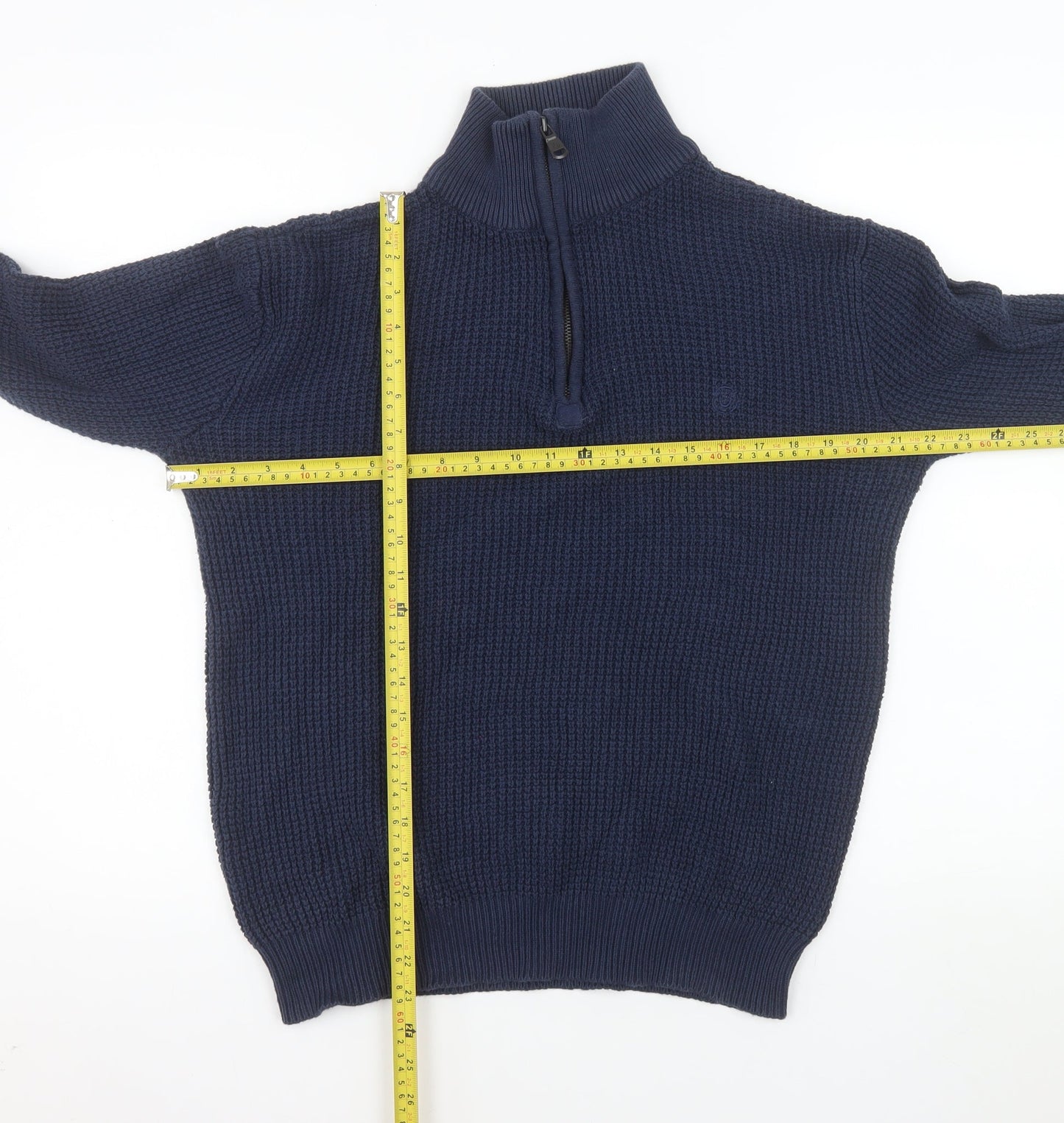 Duck and Cover Men's Blue Cotton 1/2 Zip Knit Sweatshirt Size L