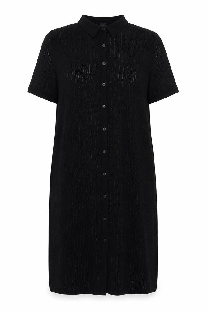 Uniqlo Women's Black Collared Knit Shirt Dress S