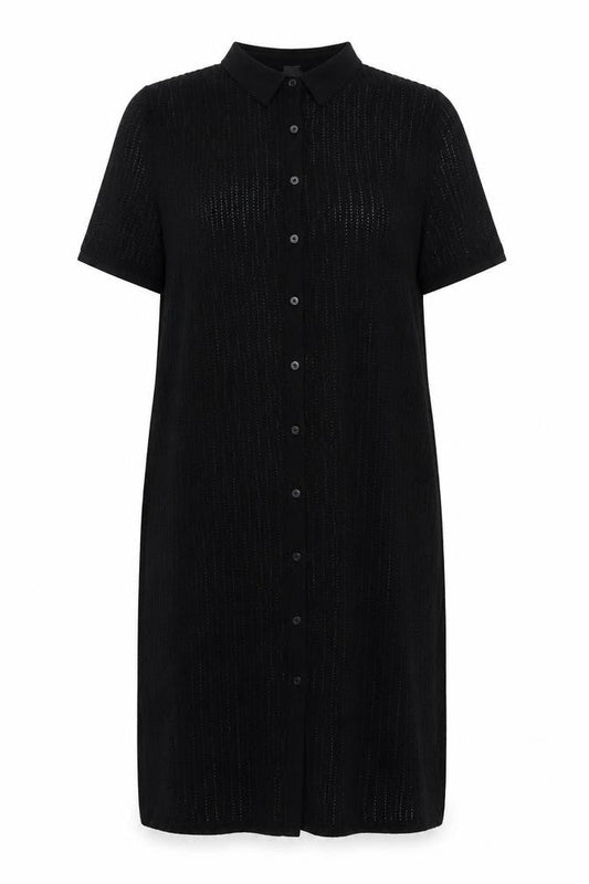 Uniqlo Women's Black Collared Knit Shirt Dress S