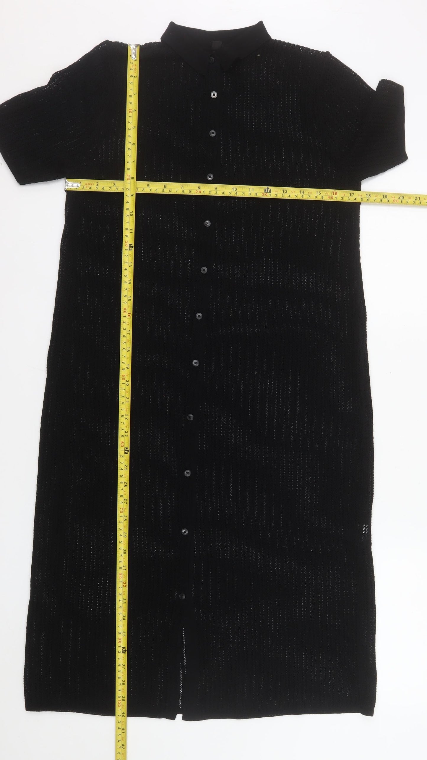 Uniqlo Women's Black Collared Knit Shirt Dress S