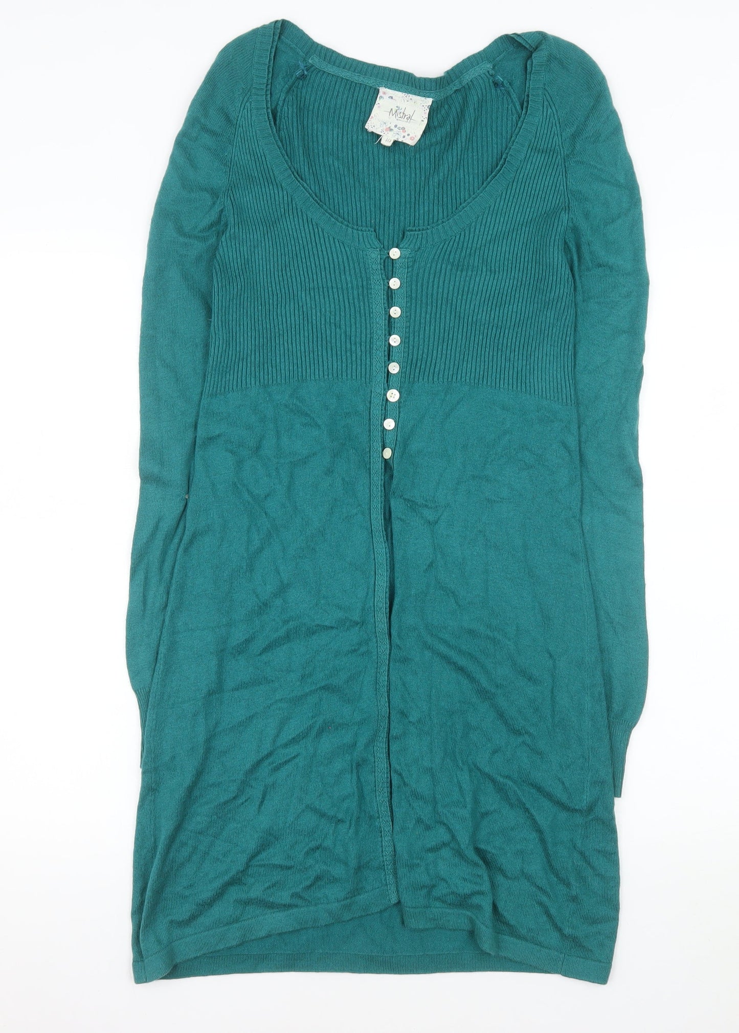 Mistral Women’s Green Knit Button Sweater Dress Size 10
