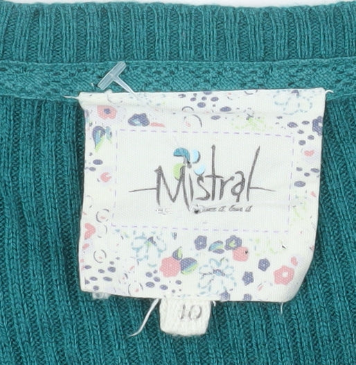 Mistral Women’s Green Knit Button Sweater Dress Size 10