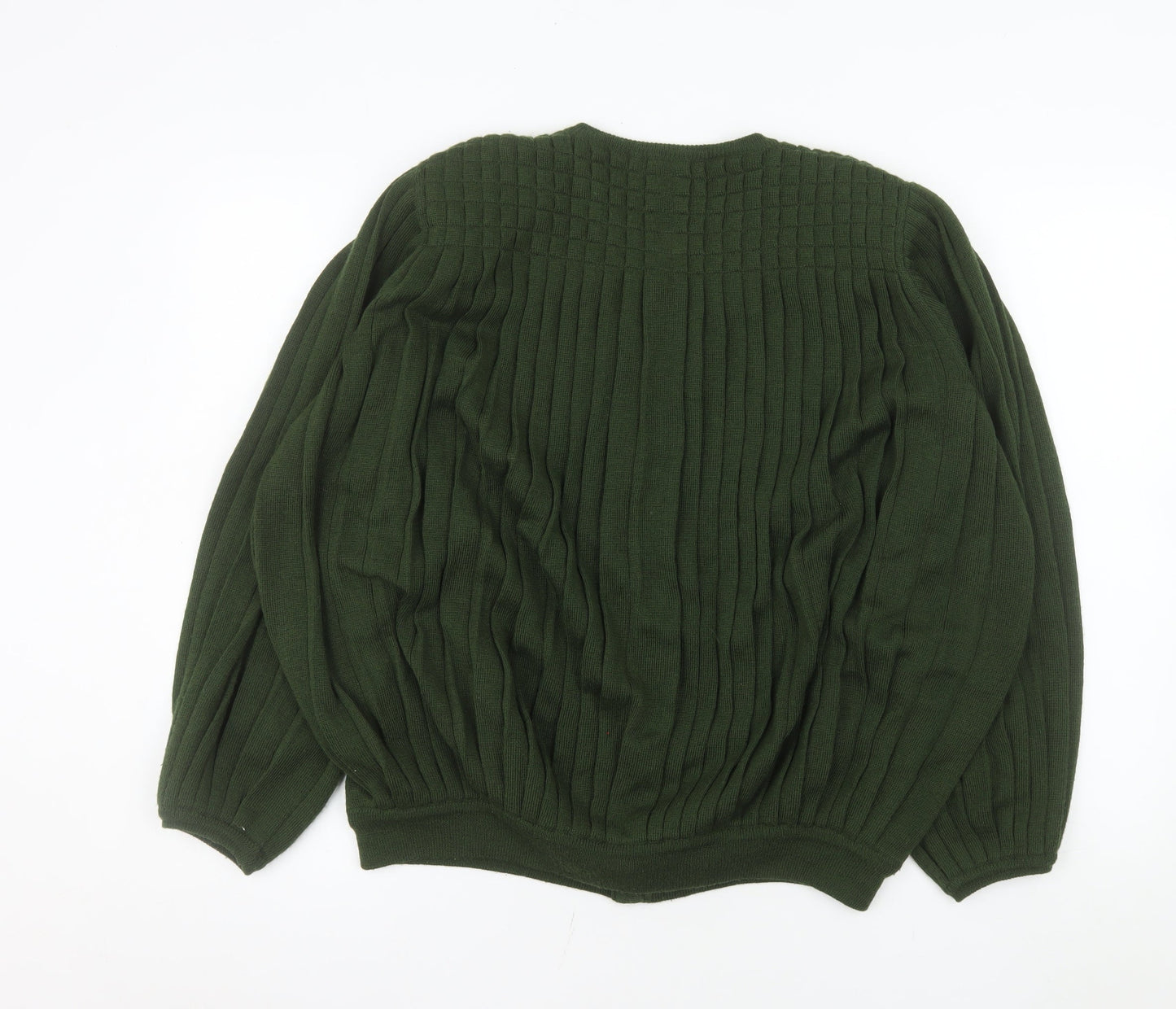 Eastex Women’s Green Cable-Knit Cardigan L Long Sleeve Acrylic