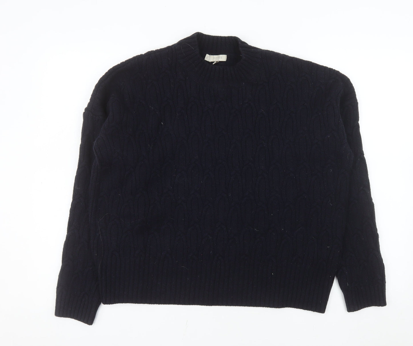 Hobbs Women’s Black Wool Cable-Knit Crew Neck Jumper Size M