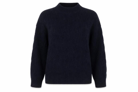 Hobbs Women’s Black Wool Cable-Knit Crew Neck Jumper Size M