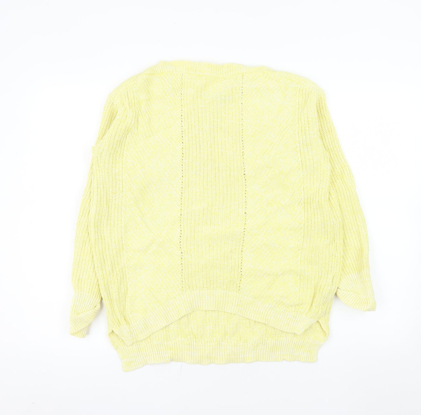 Marks and Spencer Women Yellow Cotton Knit Pullover Jumper Medium