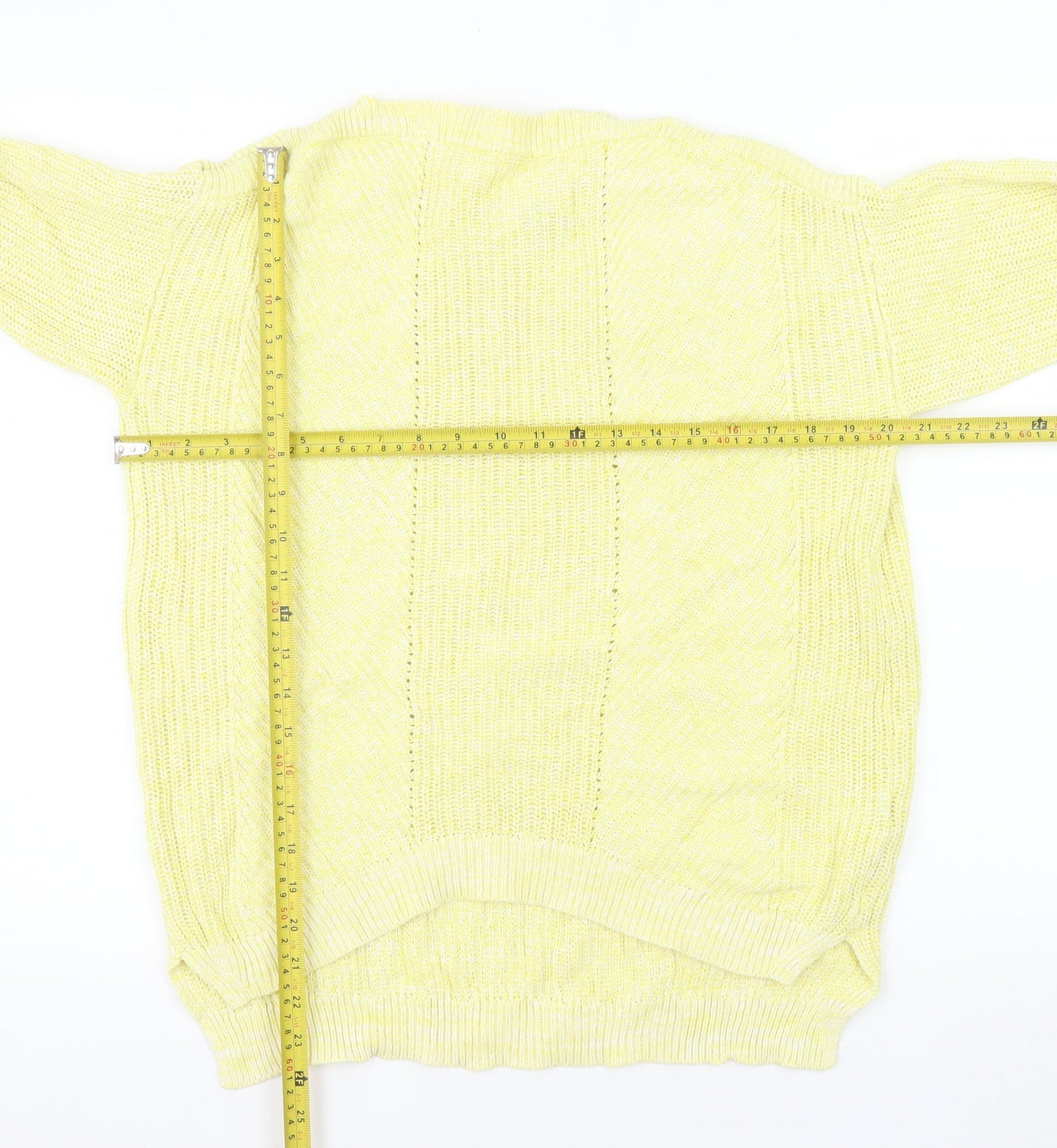 Marks and Spencer Women Yellow Cotton Knit Pullover Jumper Medium
