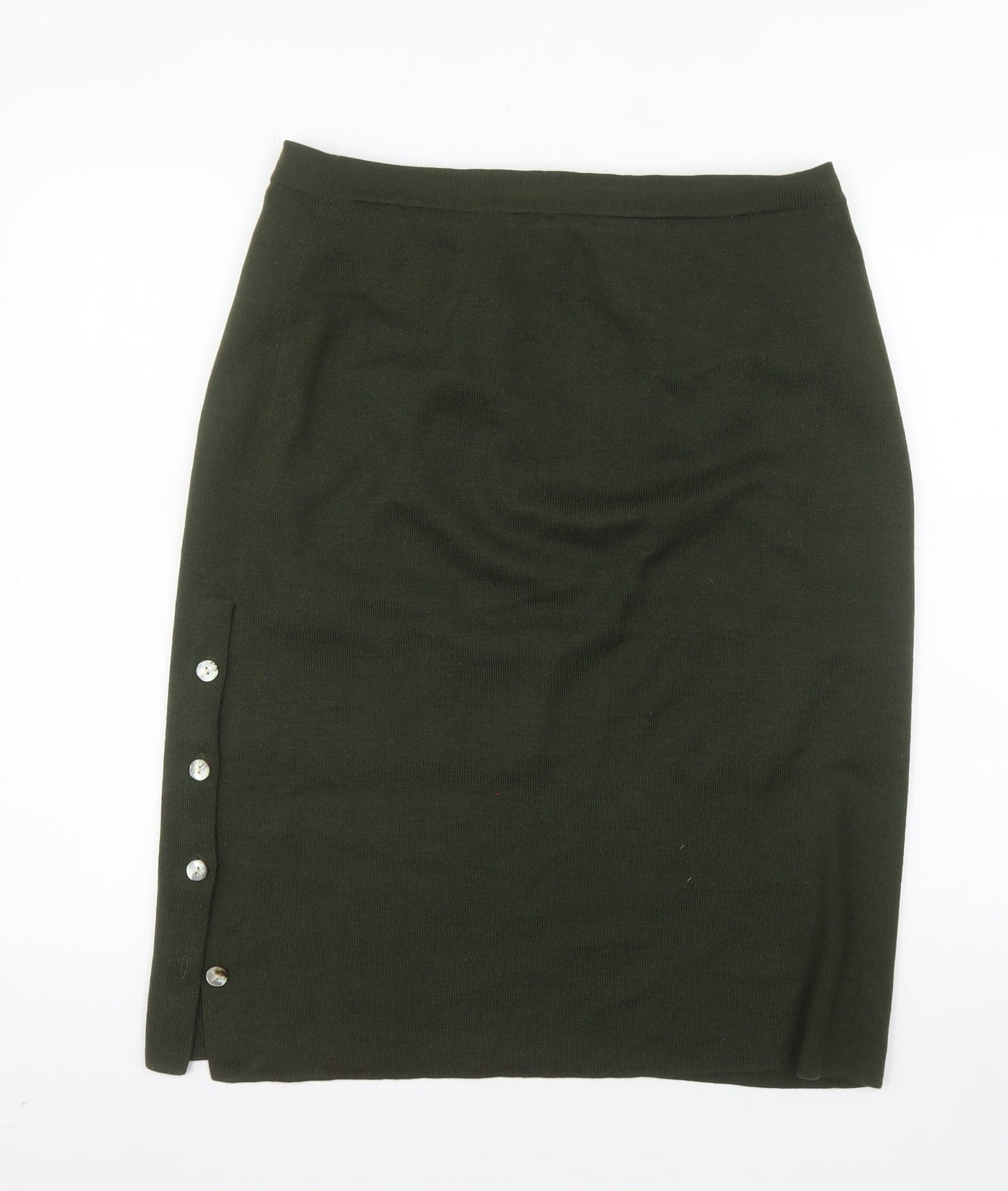 Country Casuals Women Green L Wool Knit Pencil Skirt