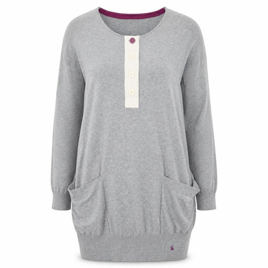 Joules Women’s Grey Knit Shift Henley Dress Size 12
