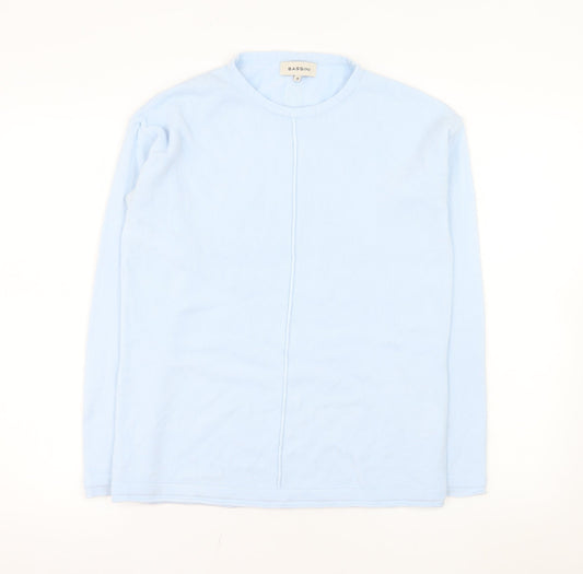 Bassini Women’s Blue Acrylic Long Sleeve Crew Neck Knit Top Size M