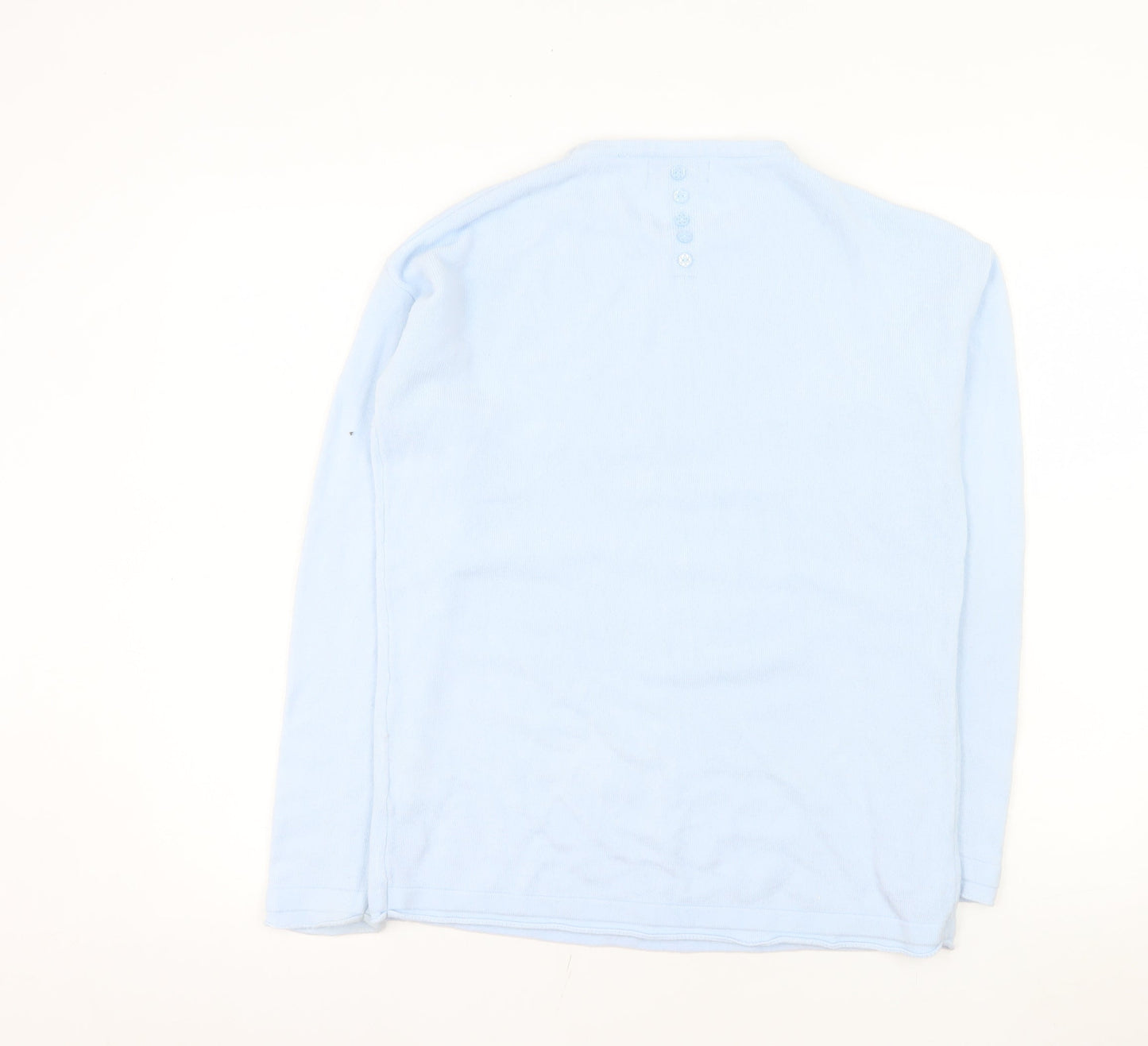 Bassini Women’s Blue Acrylic Long Sleeve Crew Neck Knit Top Size M