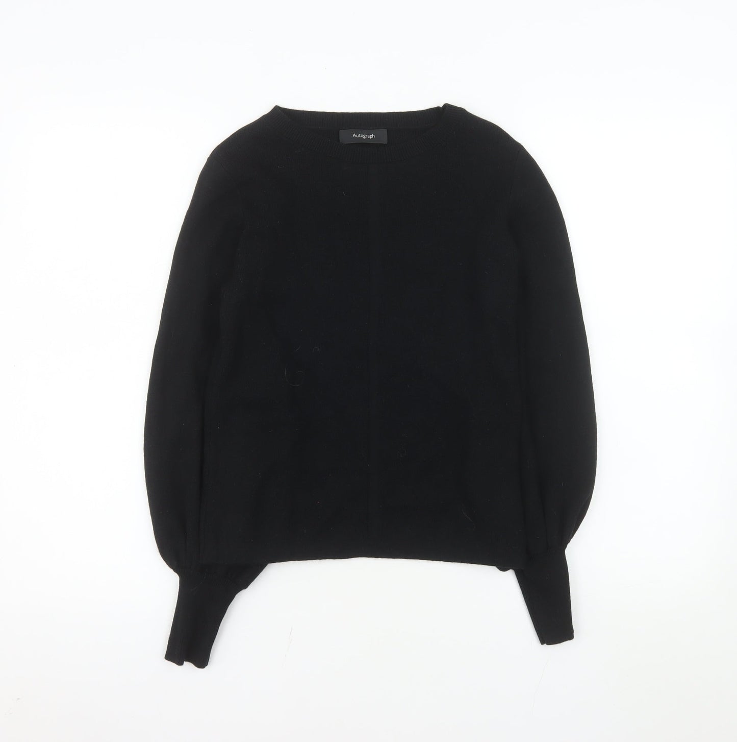 Marks and Spencer Autograph Women's Black Wool Blend Crew Neck Jumper Size 8