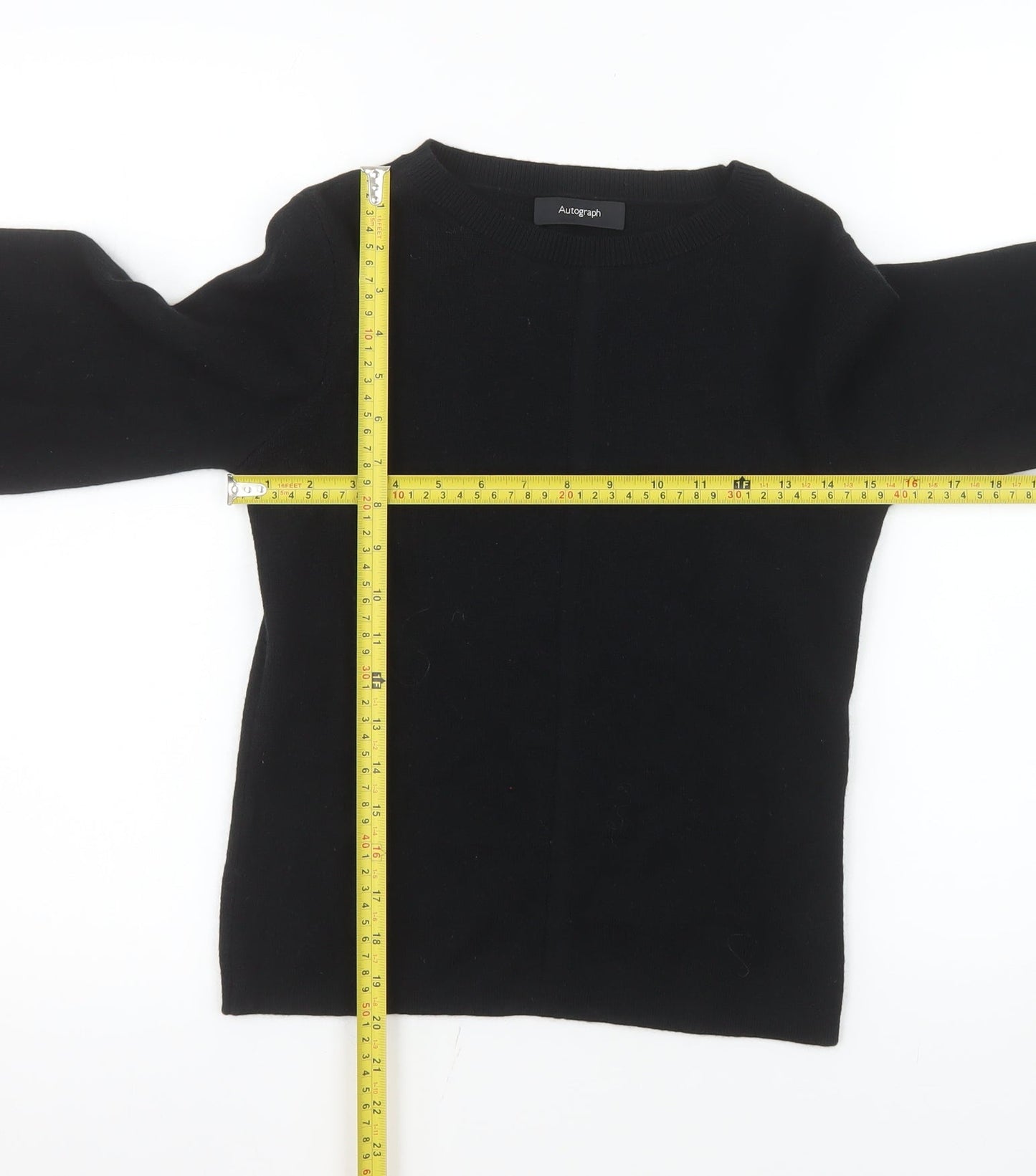 Marks and Spencer Autograph Women's Black Wool Blend Crew Neck Jumper Size 8