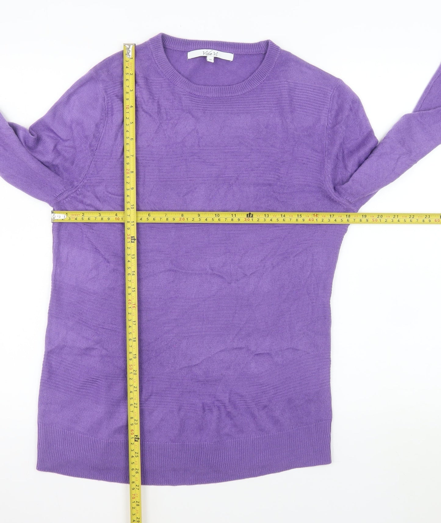 Vida Vi Womens Purple Knit Long Sleeve Pullover Jumper Size M