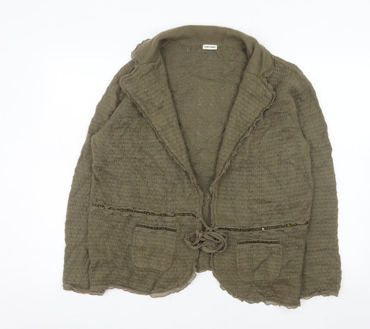 Gerry Weber Women's Khaki Green Cardigan Size 18 Beaded Knit