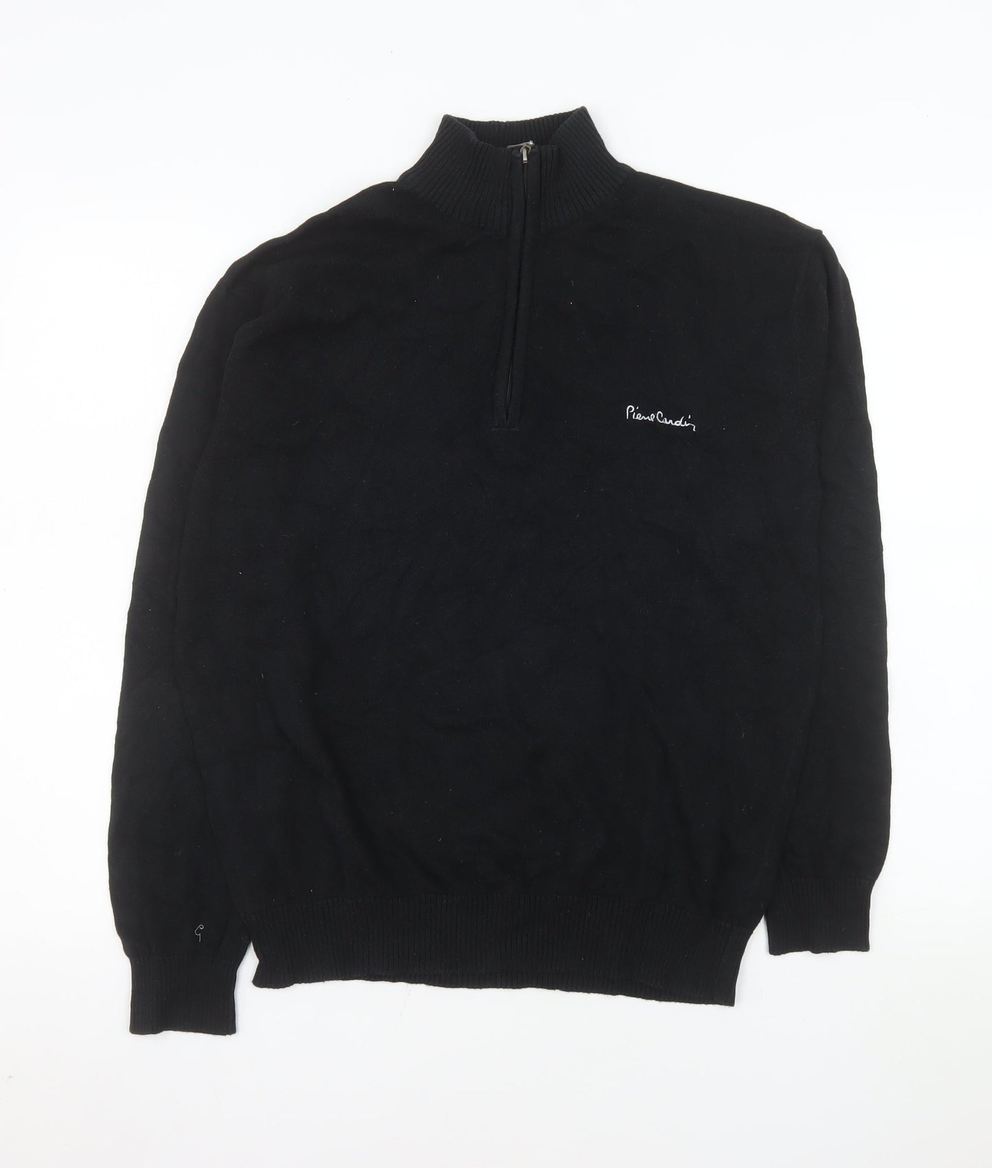Pierre Cardin Men's Black 1/2 Zip Cotton Mock Neck Sweatshirt L