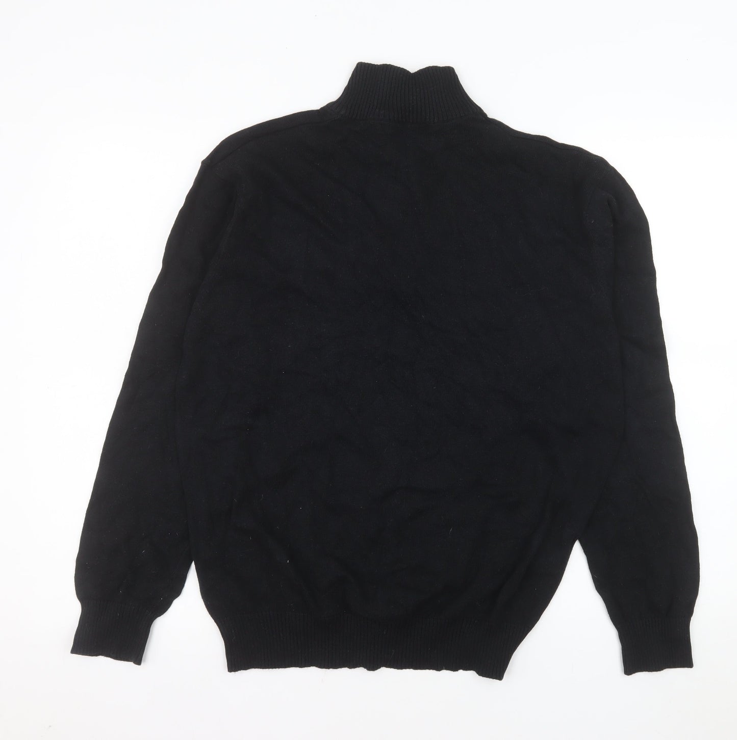 Pierre Cardin Men's Black 1/2 Zip Cotton Mock Neck Sweatshirt L