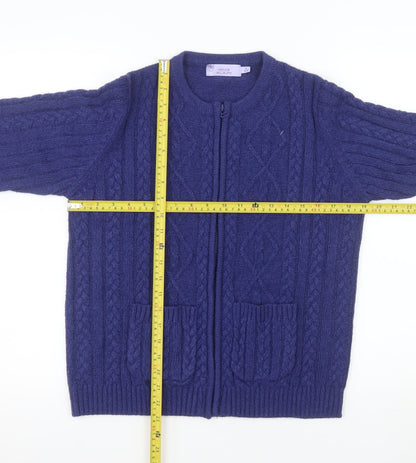 Back view of Honor Millburn Women's Blue Knit Zip Jacket, size S, 10-12