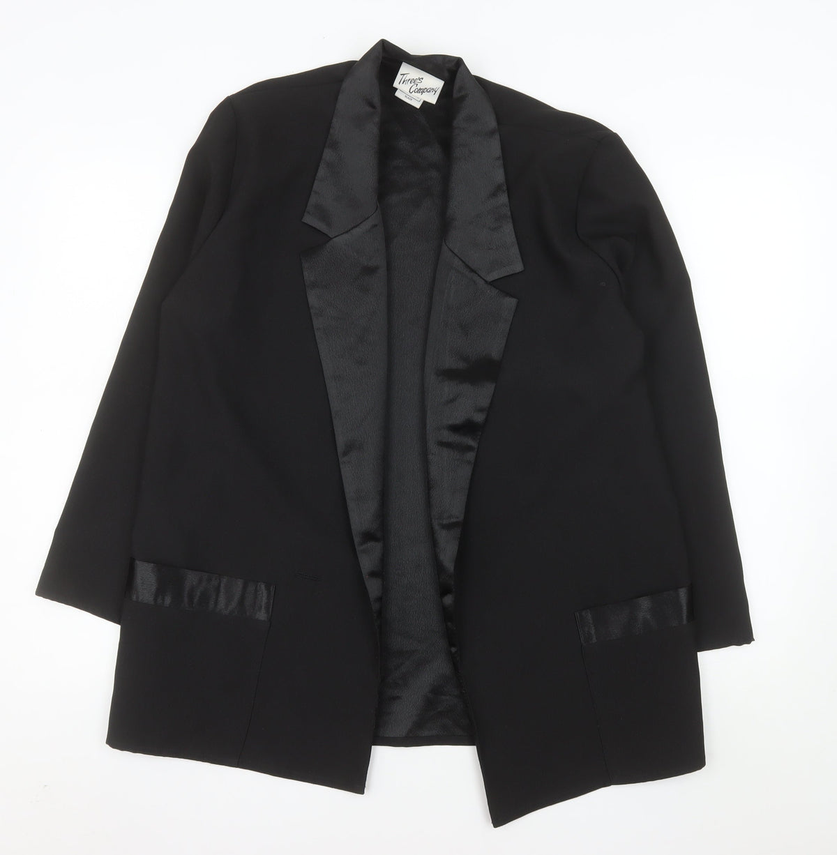 Three's Company Women's Black Size 12 Tuxedo Blazer Jacket