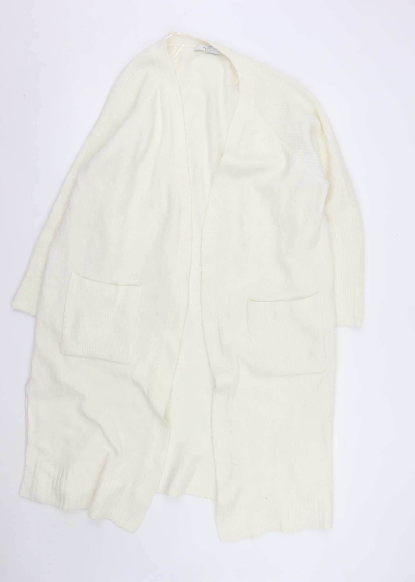 Next Women Ivory Long Sleeve Open Knit Cardigan L
