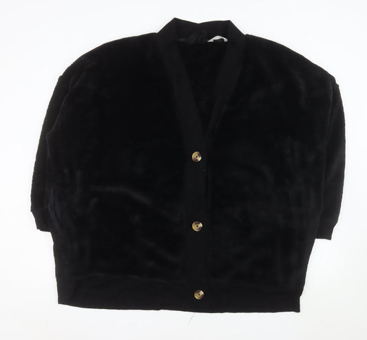 Marks and Spencer Womens Black XL Velour Button Jacket