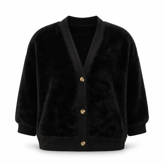 Marks & Spencer Womens Black XL Velour Button Jacket