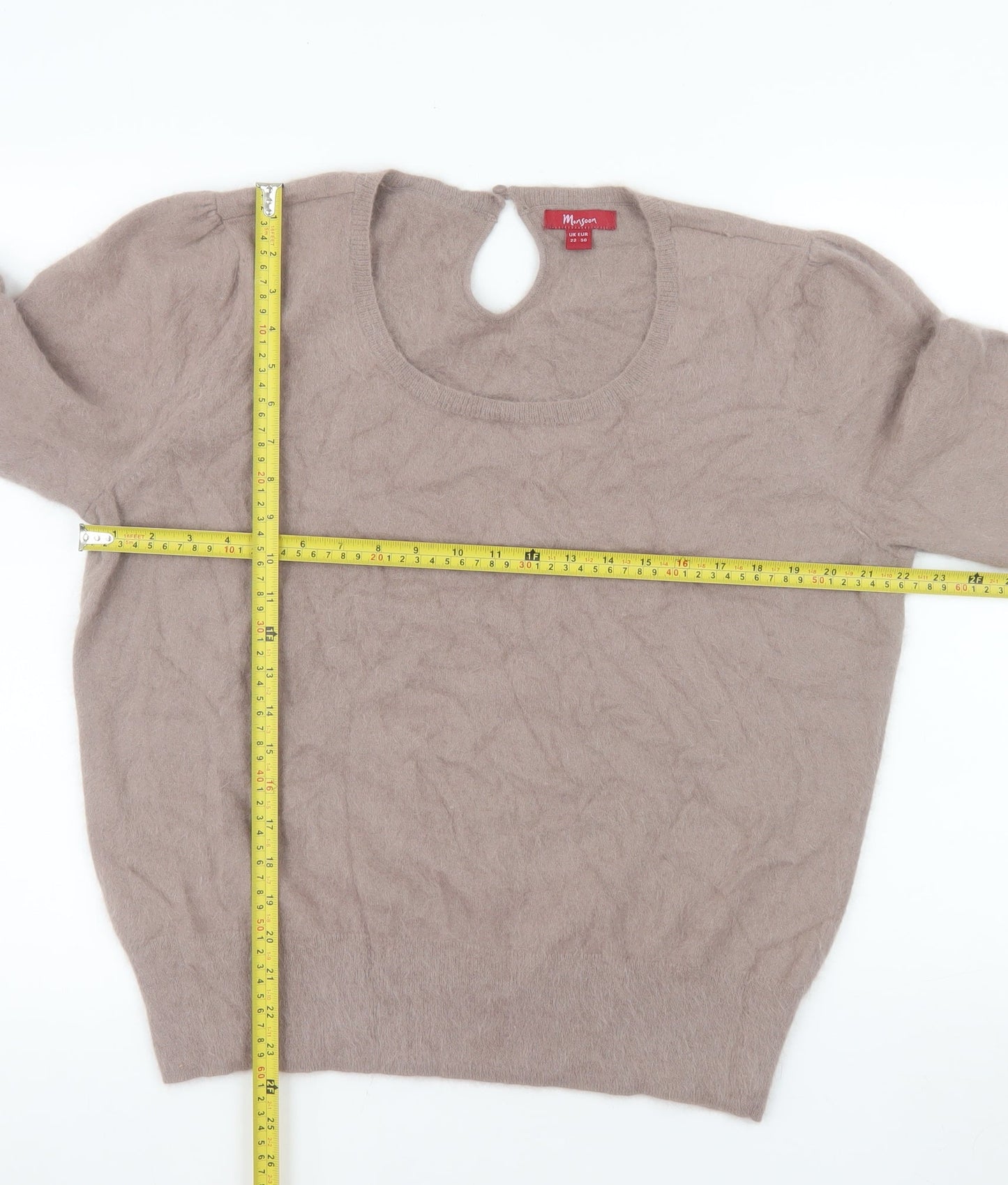Monsoon Women’s Beige Angora Blend Pullover Jumper Size 22