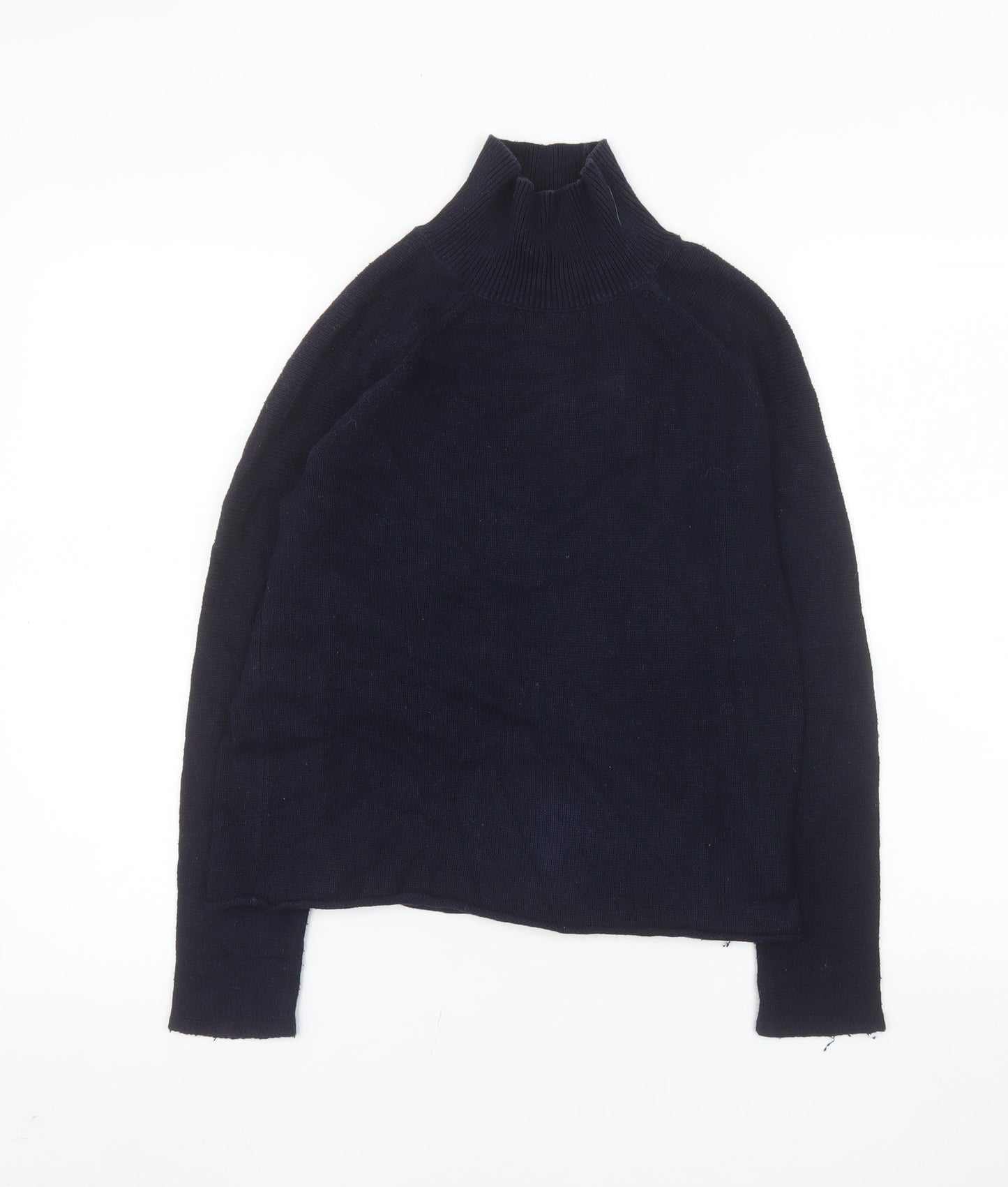 Whistles Women's Blue High Neck Cotton Blend Jumper Size 6