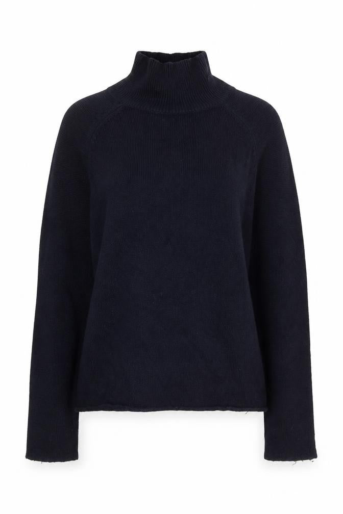 Whistles Women's Blue High Neck Cotton Blend Jumper Size 6