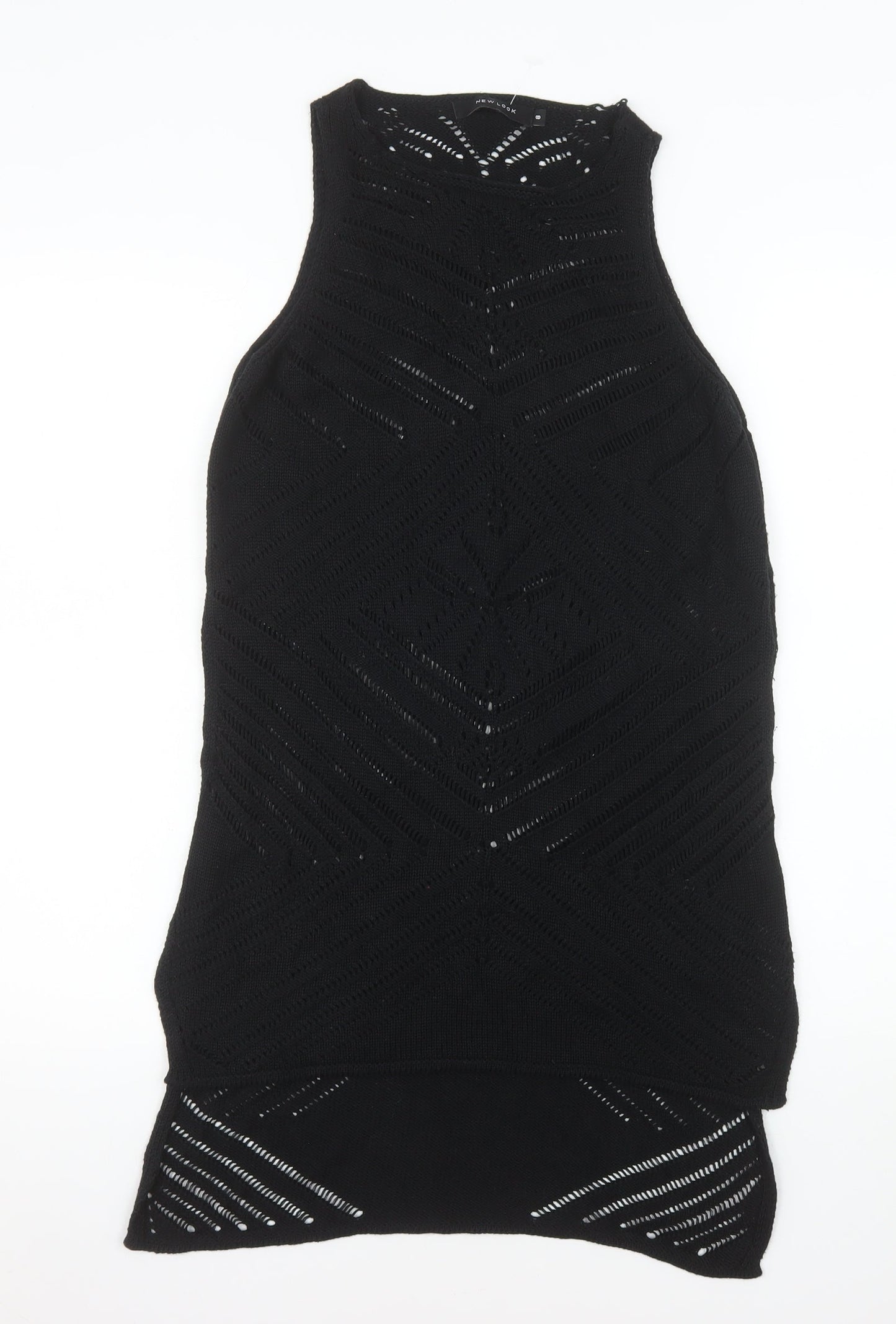 New Look Women’s Black Crochet Knit Sleeveless Midi Dress Size 8