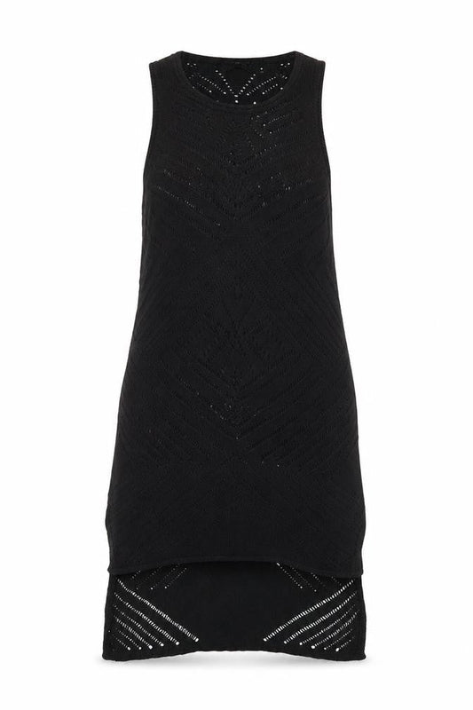 New Look Women’s Black Crochet Knit Sleeveless Midi Dress Size 8
