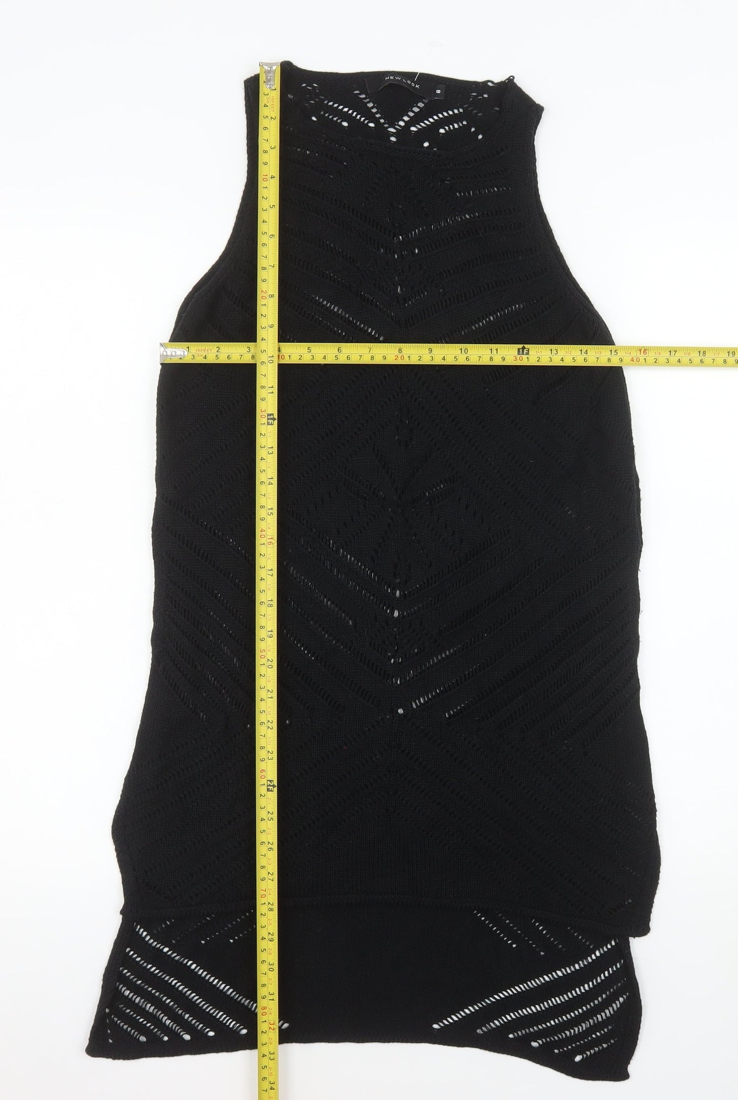New Look Women’s Black Crochet Knit Sleeveless Midi Dress Size 8