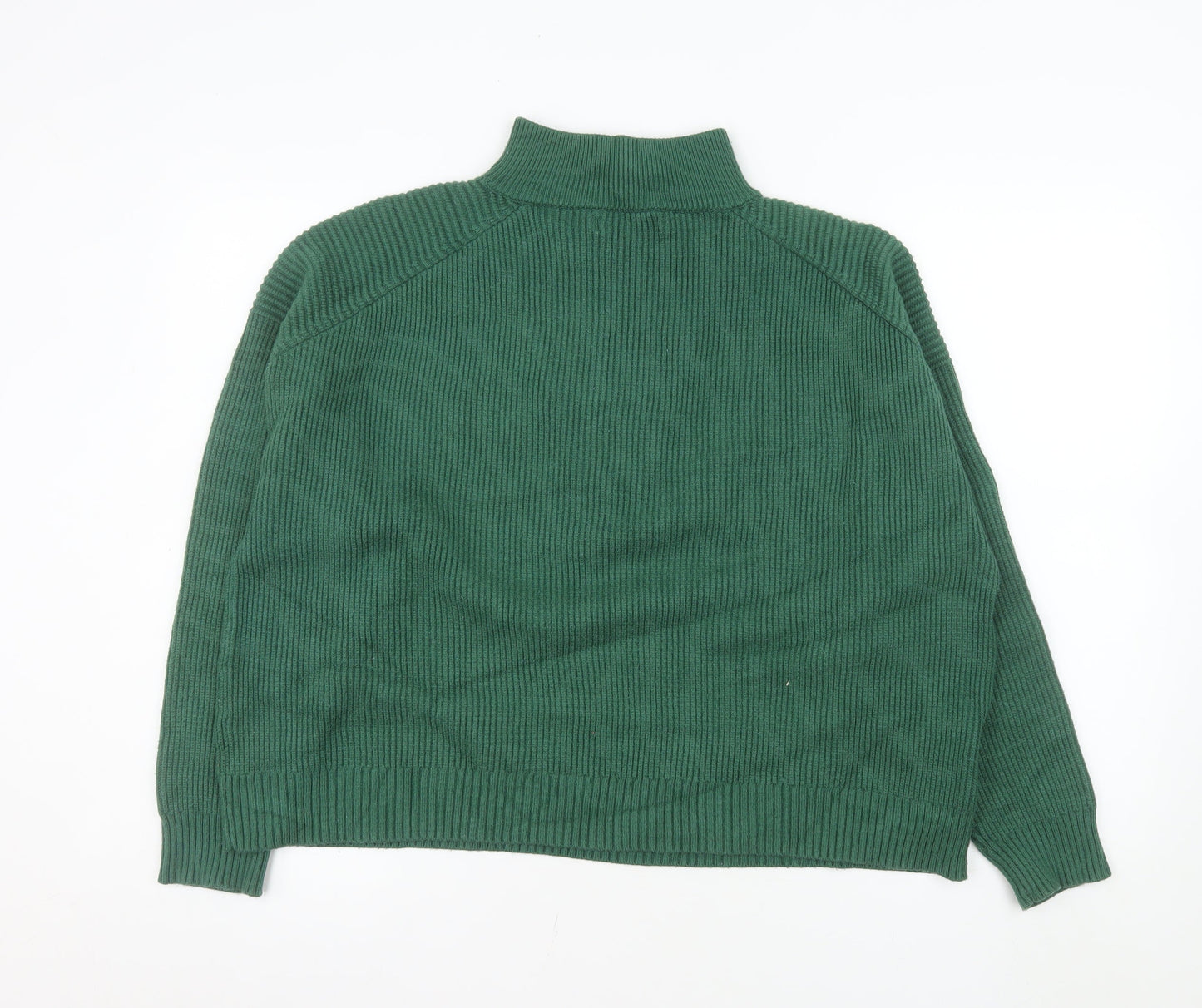 MNG Women's Green 1/2 Zip Ribbed Pullover Sweater Size M