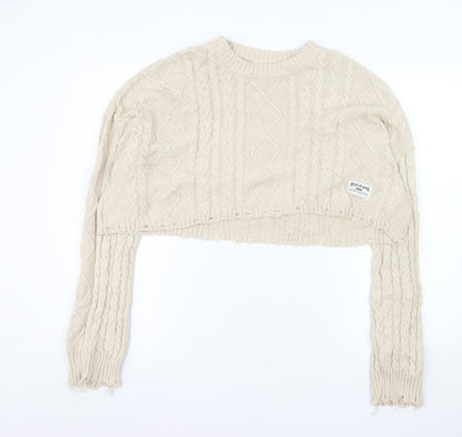 Additional front view of BDG Women Beige Cable-Knit Cotton jumper M