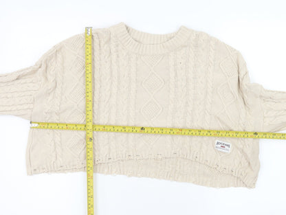 Back view of BDG Women Beige Cable-Knit Cotton jumper M