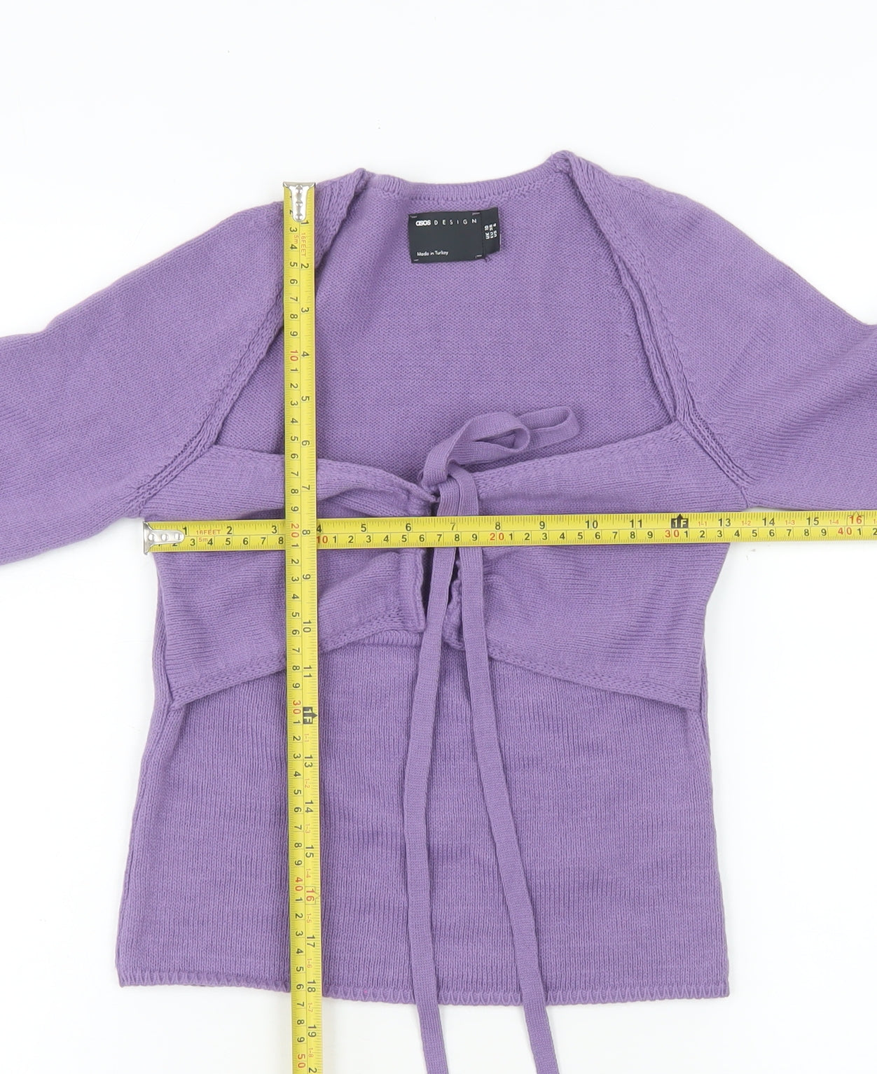 ASOS DESIGN Women's Purple Knitted Cropped Tie Front Top Size 10